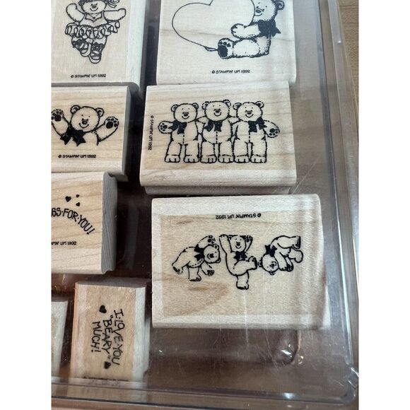 Stampin Up Collection of 8 Wood Rubber Stamps Bear Theme - Picture 4 of 7